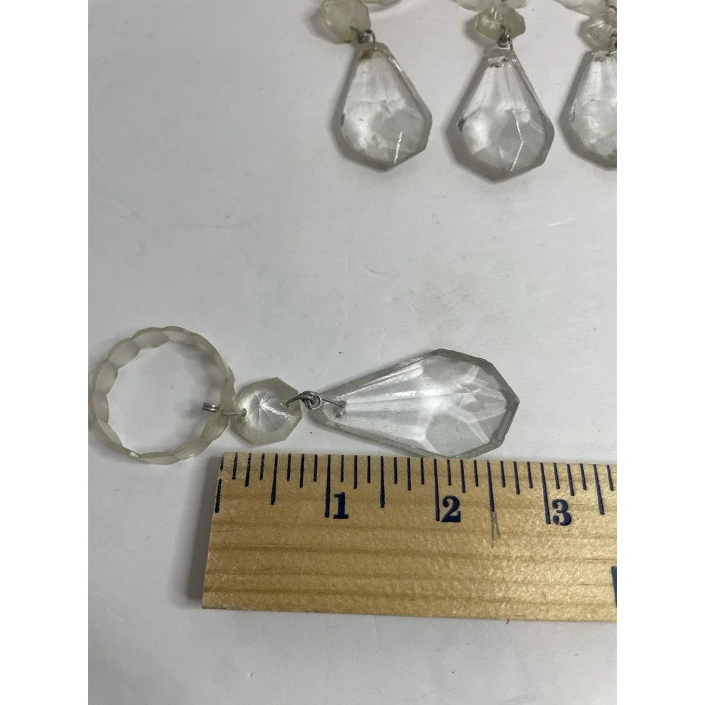 5 Vintage Antique Clear Chandelier Crystal Point Teardrop Prisms 3